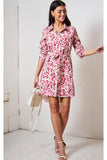 Love Frontrow Pink Leopard Print Shirt Dress