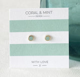 Coral And Mint Mint Enamel Studs (gold Plated)