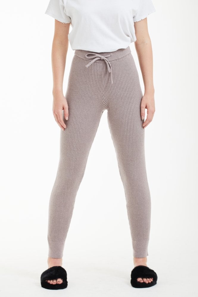 Pink Rib Knit Jogger Double Second