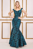 Goddiva Bardot Jacquard Maxi Dress