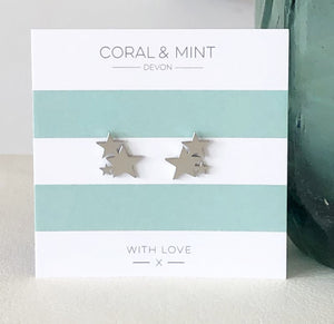 Star Cluster Earrings   Coral and Mint