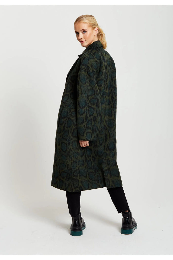Leopard Print Longline Coat Liquorish