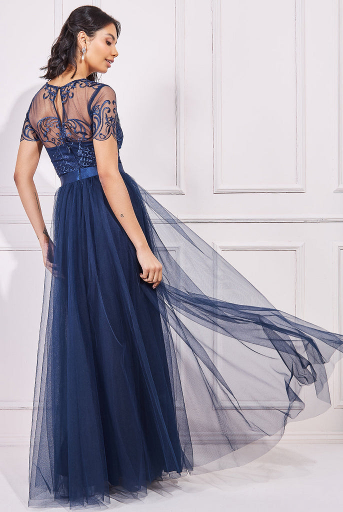 goddiva flared sleeve embroidered maxi dress Flared Sleeve Embroidered Maxi Dress - Blush