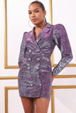 Goddiva Iridescent Foil Print Blazer Mini Dress