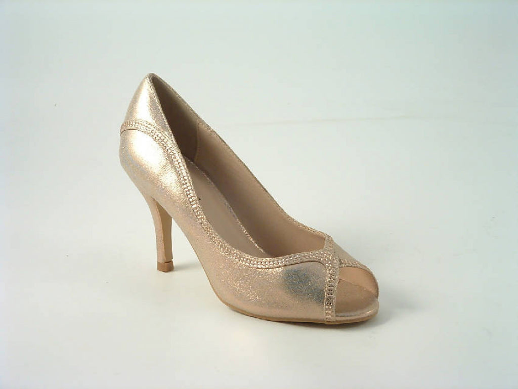 Glitz Shoes Diamante Metallic Peep Toe Court Shoe- Sabatiné F88 Glitz Shoes