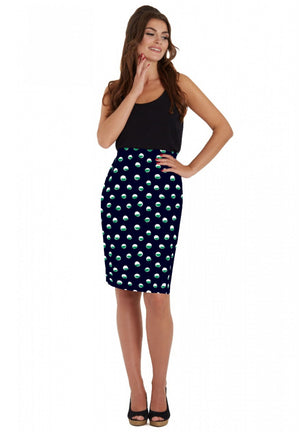Falda Vintage Pencil Skirt Navy&green Polka Dolly and Dotty