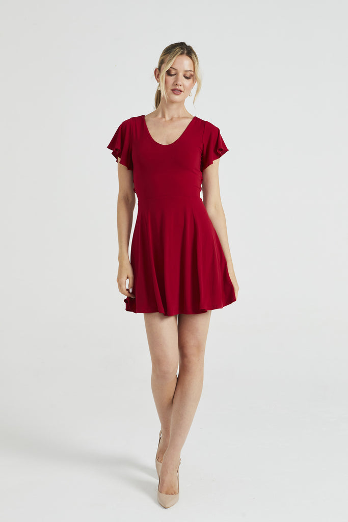 Reversible Mini Dress with Flutter Sleeves ANGELEYE