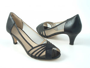 Glitz Shoes Metallic Mesh Peep Toe Sling Back Court Shoe Glitz Shoes