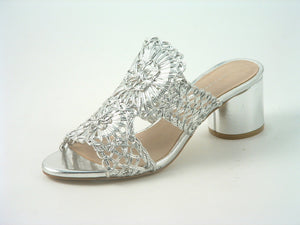 Glitz Shoes Sabatine Interweave Mesh Peep Toe Mid Heel Sandal Glitz Shoes