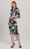 Love And Joy London Midi Wrap Dress In Black And White