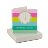Coral And Mint Happy Birthday Circle Card - Heart Necklace