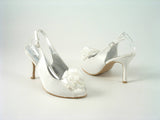 Glitz Shoes Occasions Ivory Satin Peep Toe Slingback