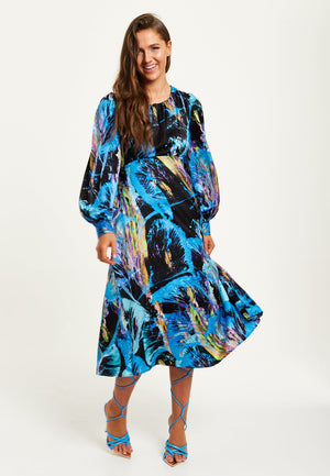 Multicolour Abstract Print Midi Dress Liquorish