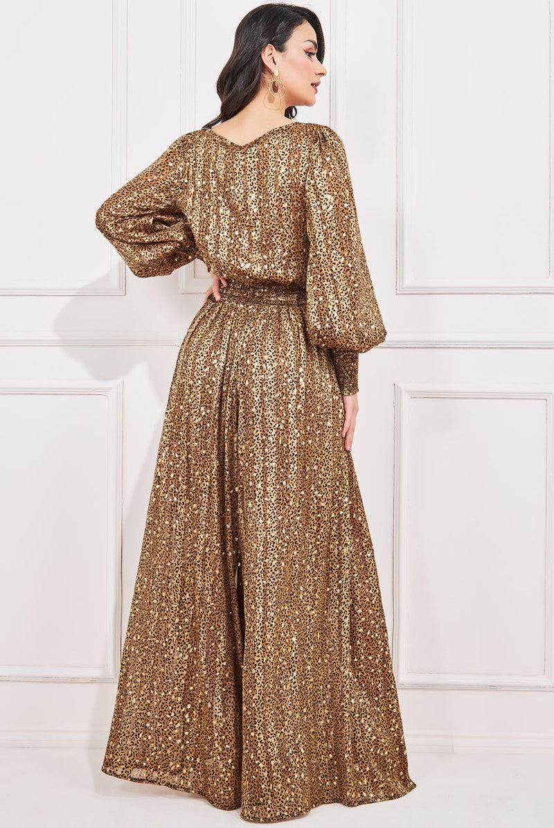 Shirred Waist Chiffon Printed Maxi Dress Goddiva