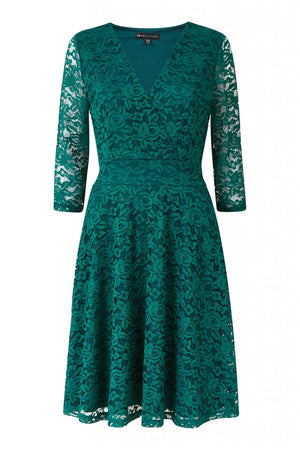 Green Lace Skater Dress Mela London