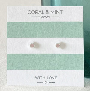 Mini Pale Pink enamel circle studs   Coral and Mint