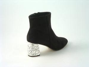 Glitz Shoes Sabatiné Glitter Heel Suede Ankle Boot Glitz Shoes
