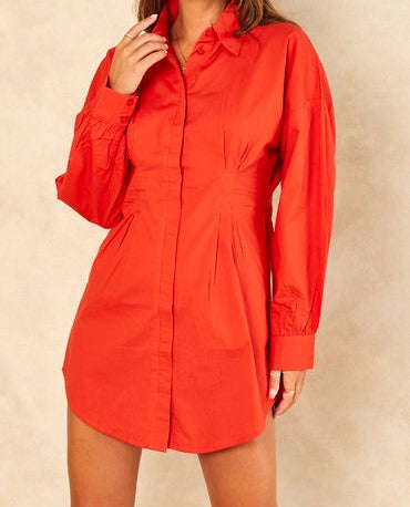 FITTED SHIRT DRESS - FULL BALOON SLEEVE - SKATER FIT Signage