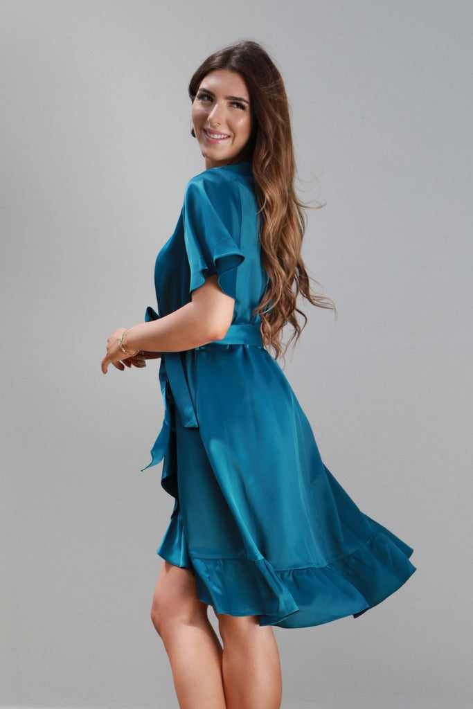 Frill Wrap Dress With Tea Sleeve Double Second