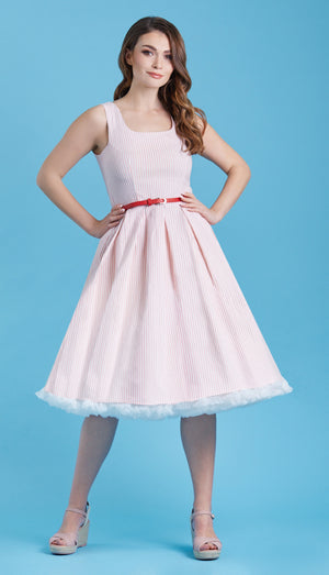 Amanda Pink Striped Swing Dress Dolly and Dotty