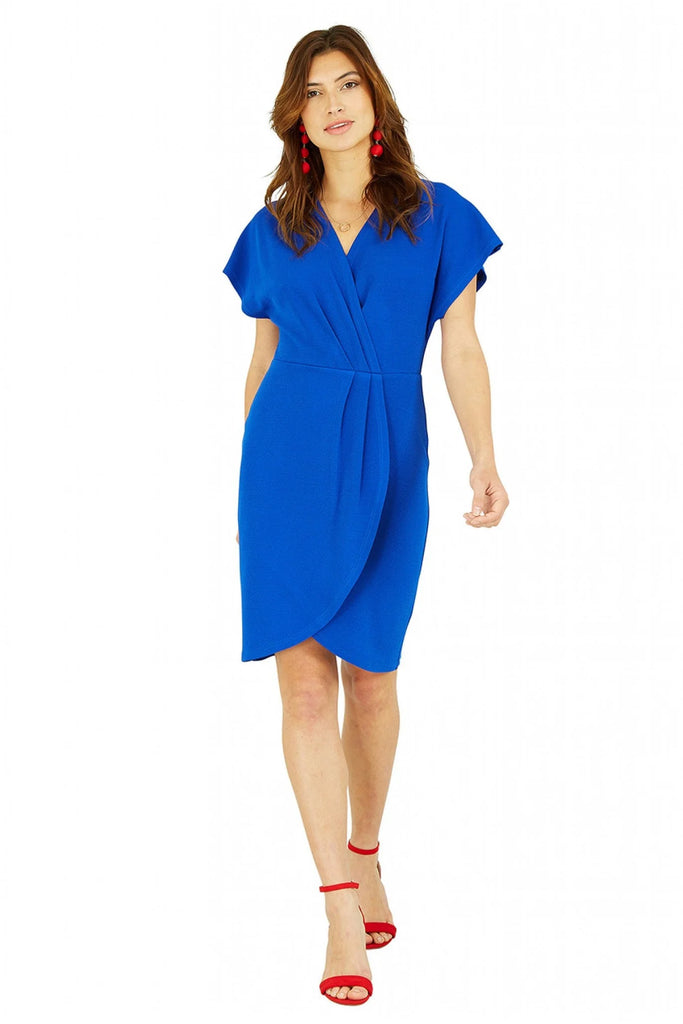 Blue Wrap Front Dress Mela London