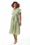 Liquorish Sage Green Cherry Print Midi Dress