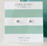 Coral And Mint Mini Lilac Enamel Circle Studs