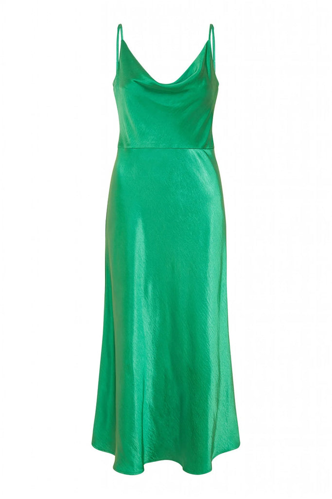 Green Satin Cowl Neck Slip Dress Yumi