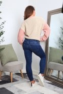 Pink And Oatmeal Colour Block Cable Knit Jumper Double Second