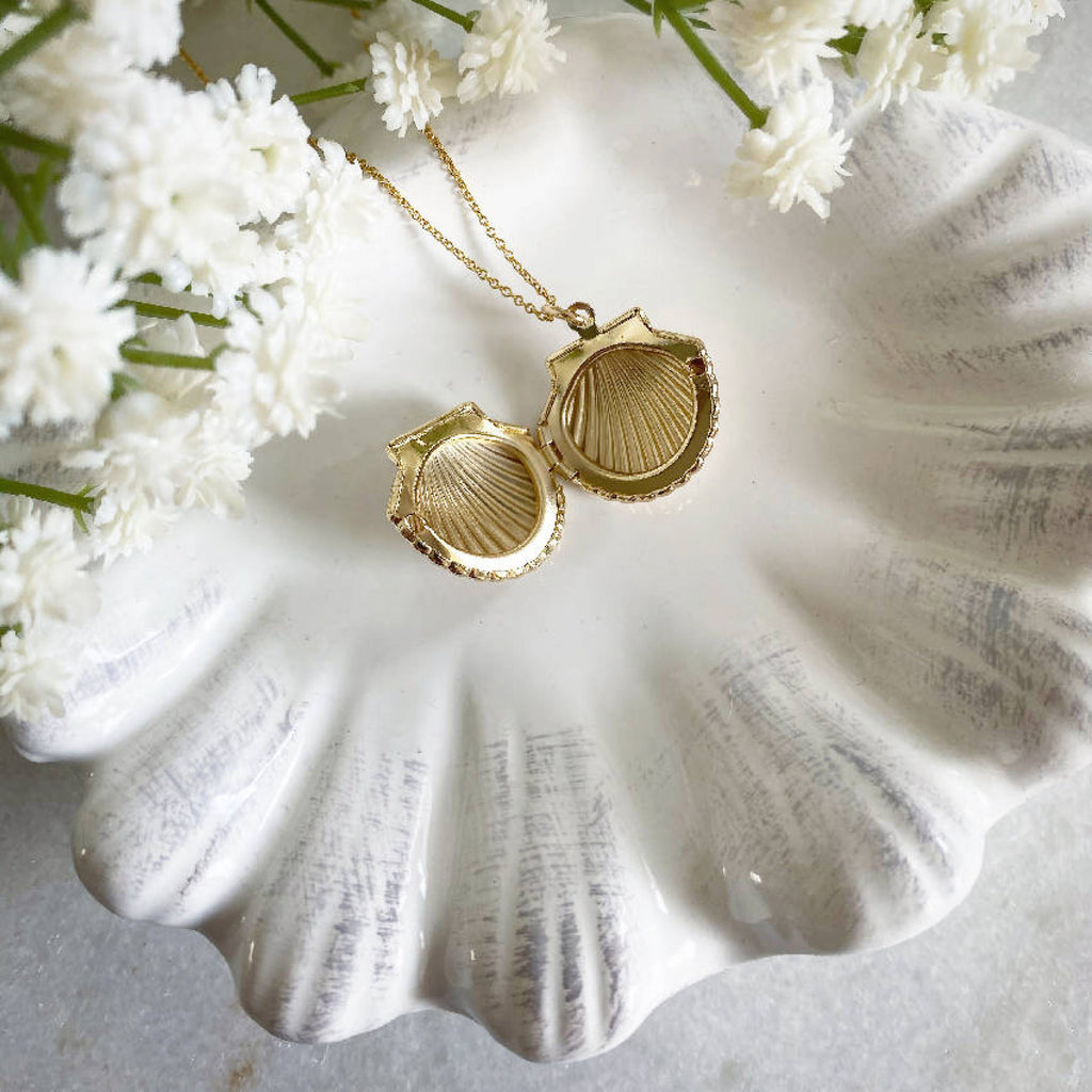 Wisteria London Clemmie Gold Clam Shell Locket Wisteria London