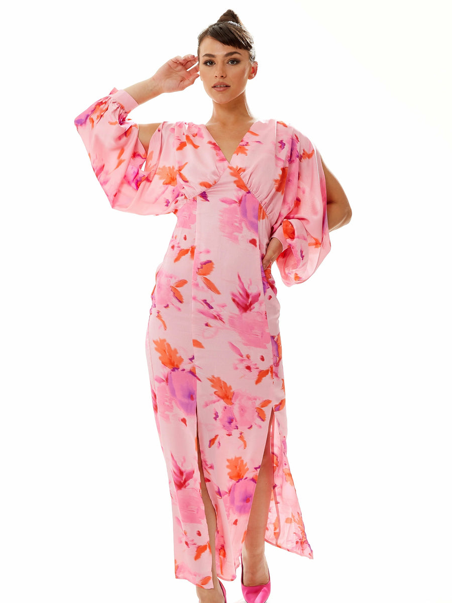 mela london floral dipped hem midi wrap dress reviews Mela London Green Satin Dipped Hem Wrap Over Midi Dress – Tradegala